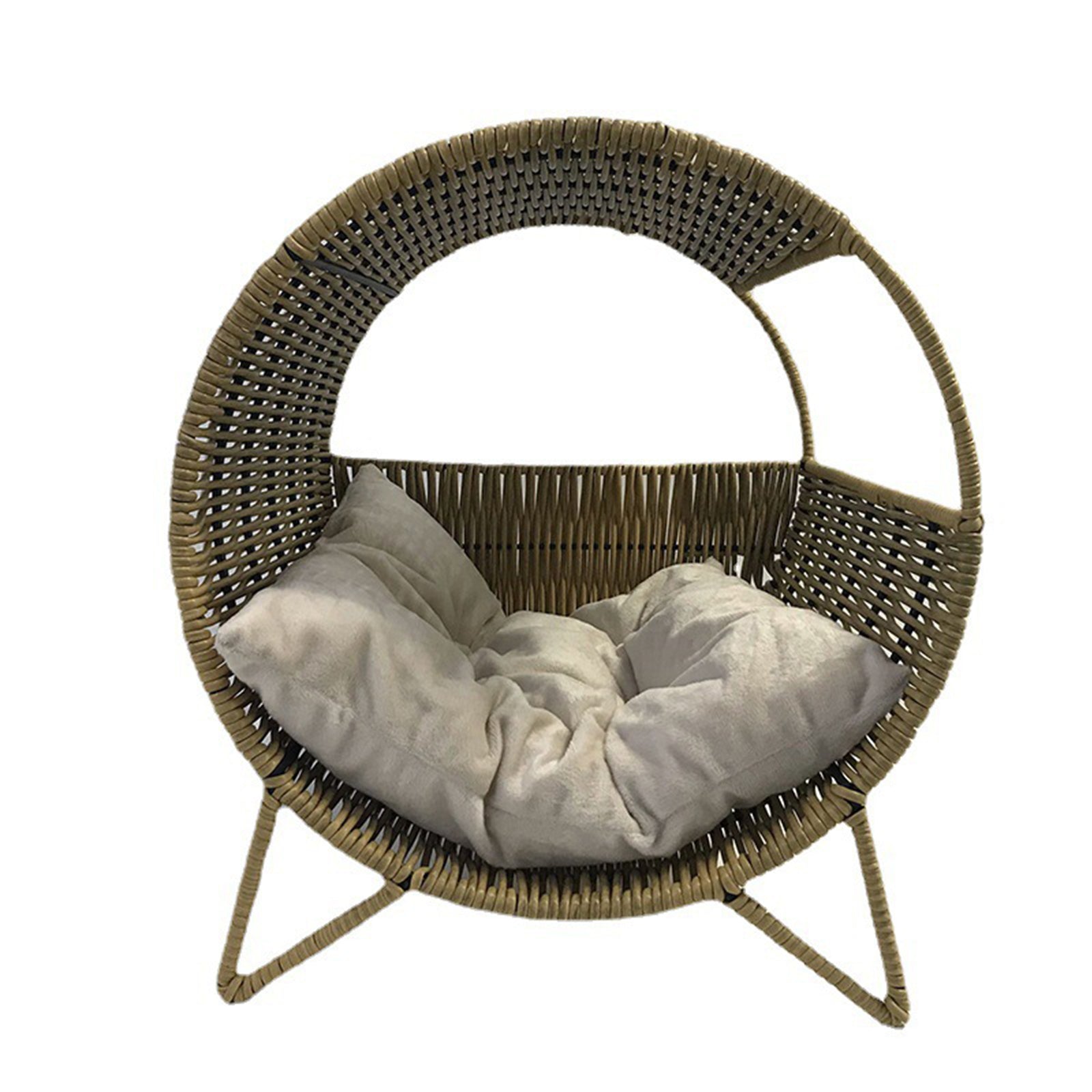 Oehid PE Rattan Wicker Cat Bed, Washable Cat House with Removable Soft Mat, Pet House for Small Dog Cat, All Season Use