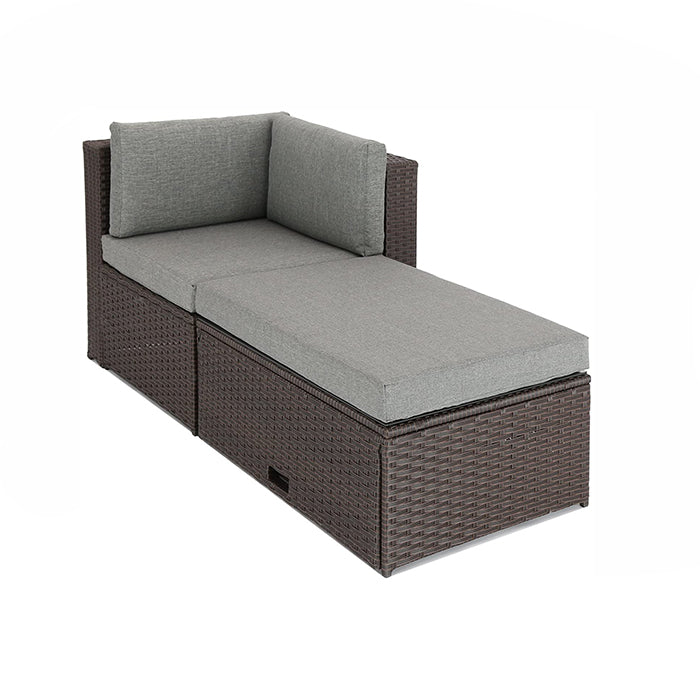 Oehid 3 Pieces Rattan Furniture Set Garden Backyard Sectional Sofa With Coffee Table