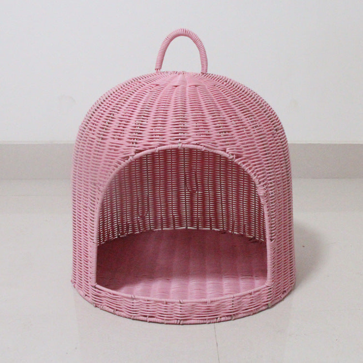 Oehid Rattan Cats Dogs Nest Wicker Weave Hanging Basket Indoor Pet Beds