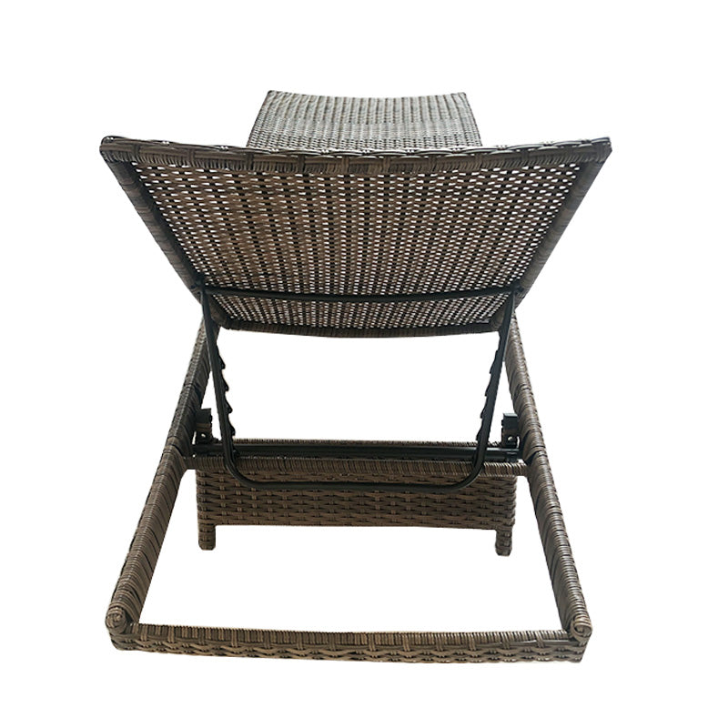 Oehid Outdoor Rattan Lounge Chair Garden Patio Adjustable Lounger with Cushion & Pillow