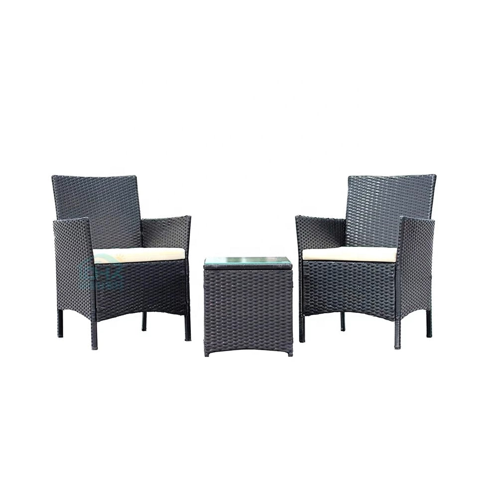Oehid 3 Pieces Patio Rattan Wicker Chair Conversation Set with Coffee Table