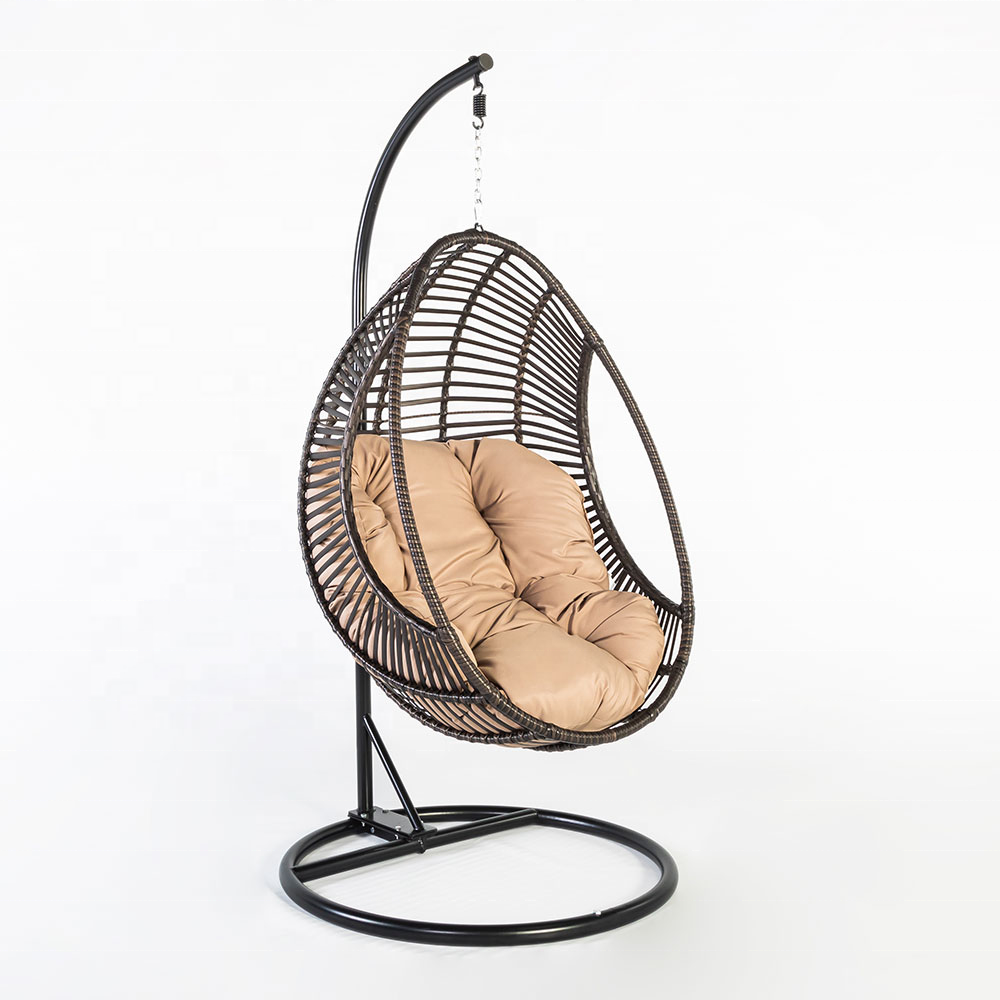 Oehid Wicker Tear Drop Hanging Chair Indoor & Outdoor Swing Chair with Cushion & Pillow