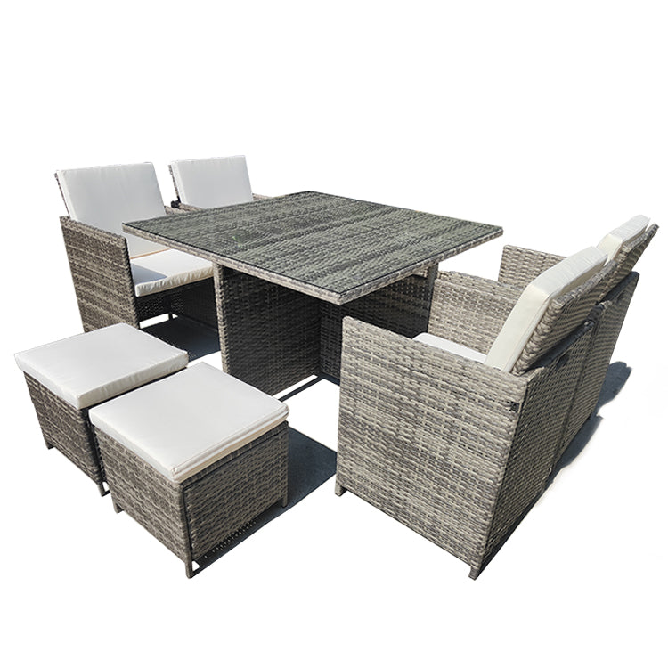 Oehid 7 Pieces Outdoor Rattan Furniture Set Patio Sectional Sofa with Footstool and Coffee Table