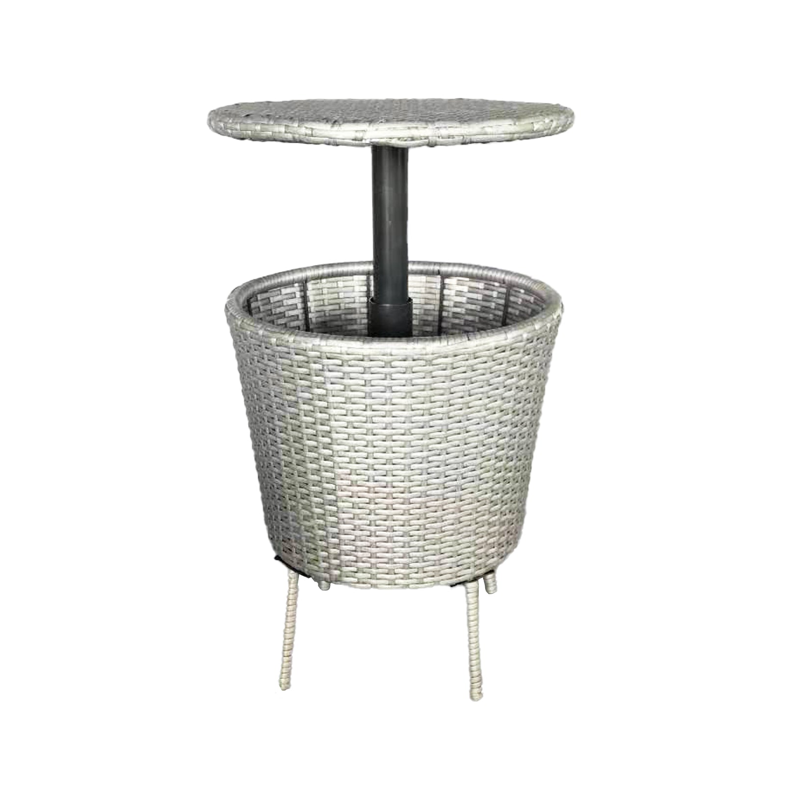 Oehid Outdoor Patio Ice Cooler Table Adjustable Height Rattan Wicker Bar Table Ice Bucket