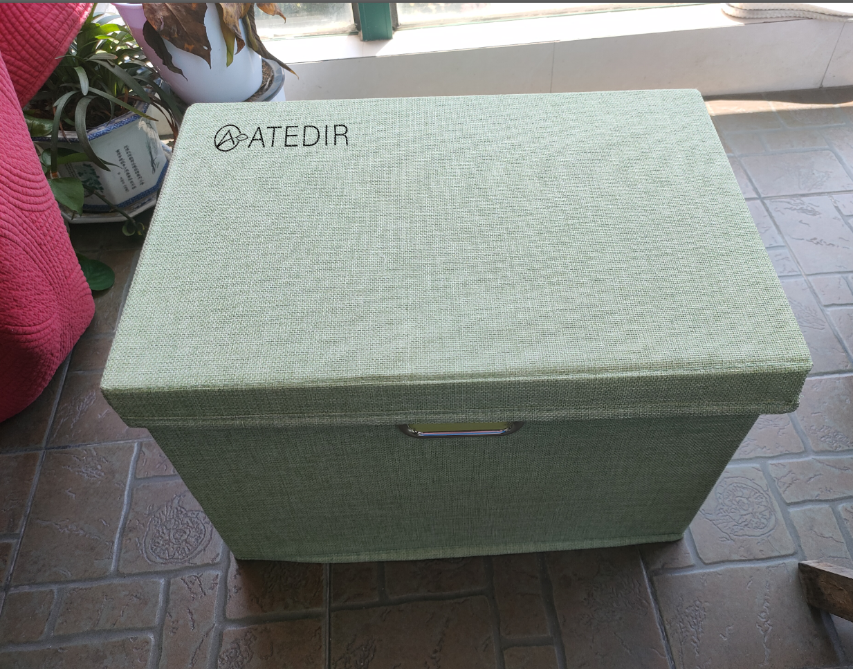 ATEDIR Large Collapsible Storage Bins with Lids, Closet Organizers Foldable Linen Fabric Storage Boxes