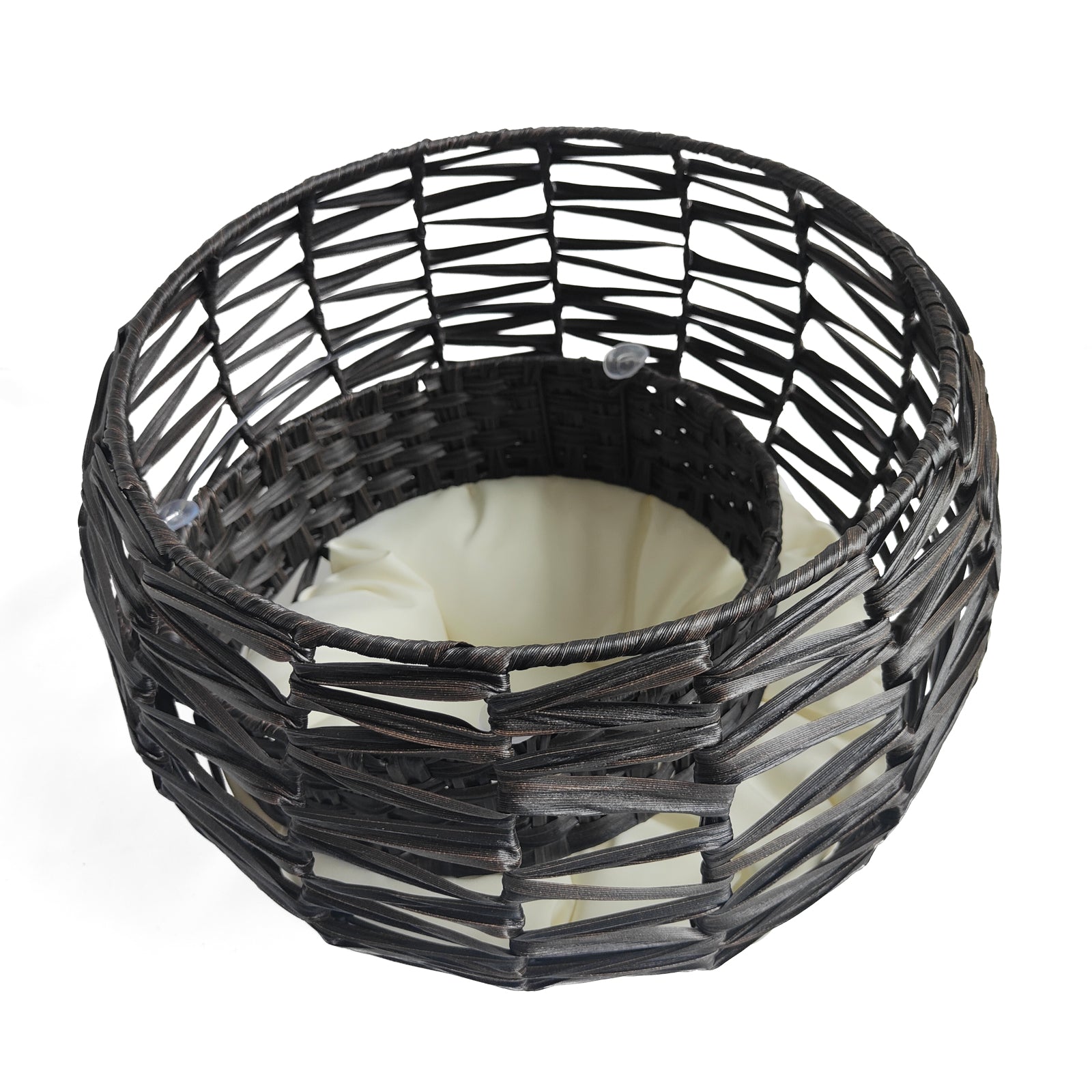 Oehid Rattan Cat Bed Semi-Closed round Cat Net with Removable Cushion