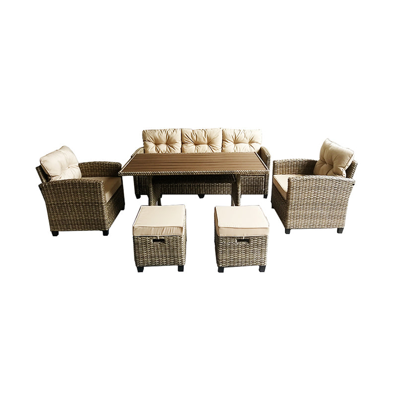 Oehid 7-Seater Rattan Dining Table Set Outdoor Patio Furniture Set with Cushions