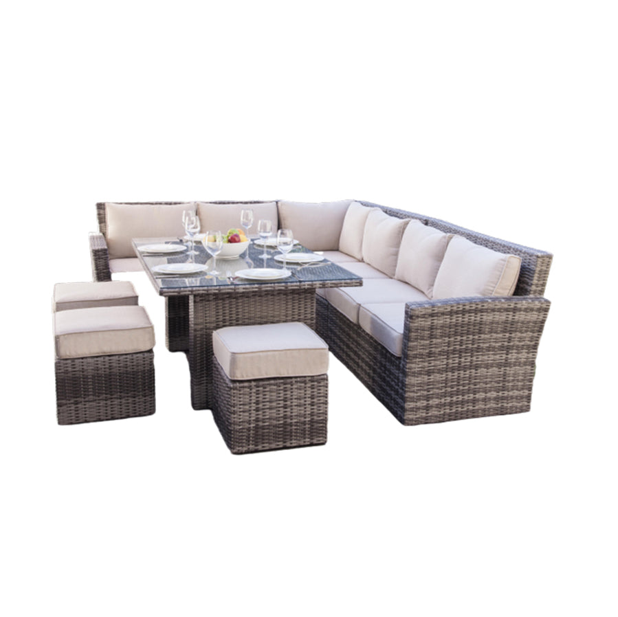 Oehid 7 Pieces Outdoor Patio Rattan Sectional Sofa Set with Ottoman Cushion