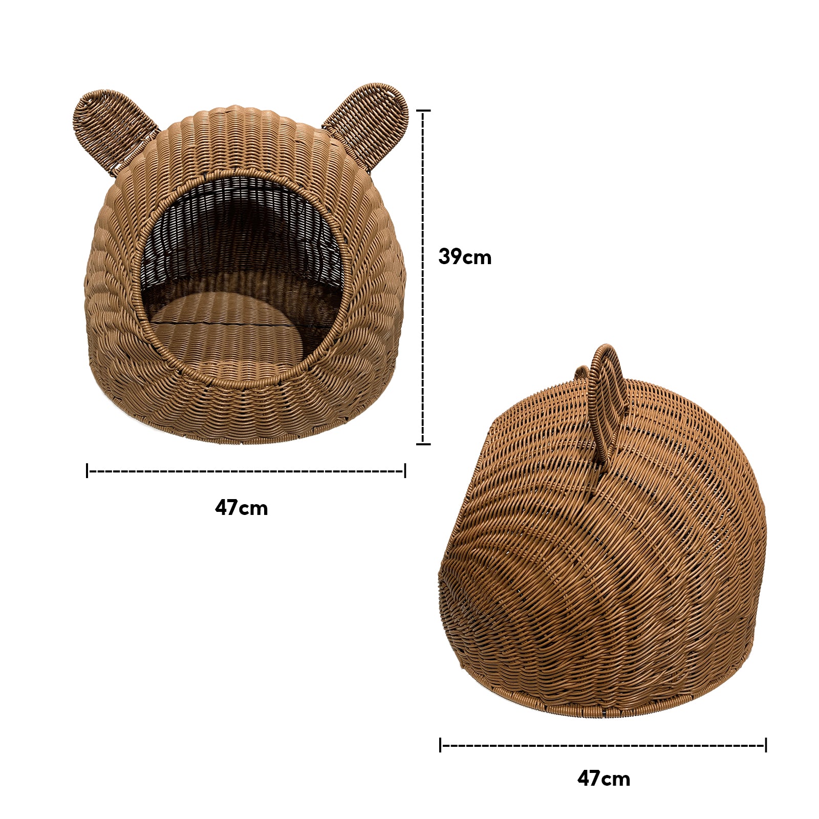 Oehid Wicker Cat Bed Breathable Semi-closed Indoor Sleeping Bed