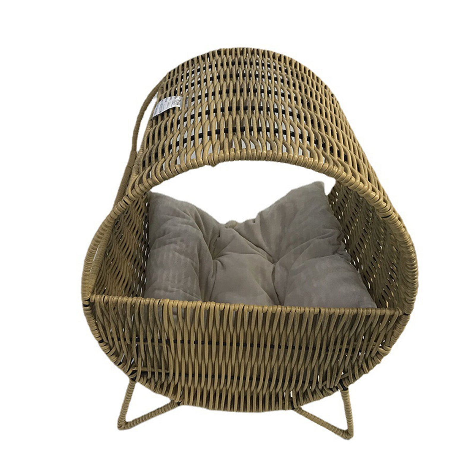 Oehid PE Rattan Wicker Cat Bed, Washable Cat House with Removable Soft Mat, Pet House for Small Dog Cat, All Season Use