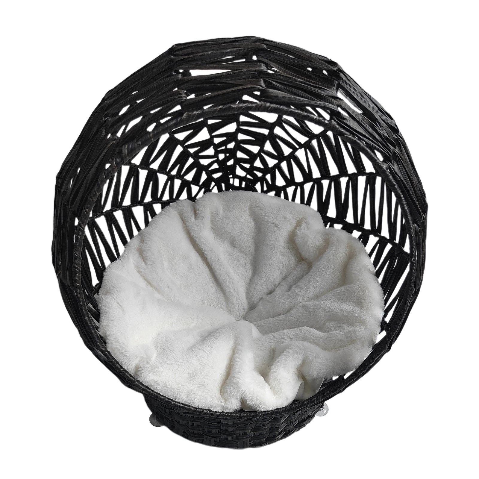 Oehid Rattan Cat Bed Semi-Closed round Cat Net with Removable Cushion