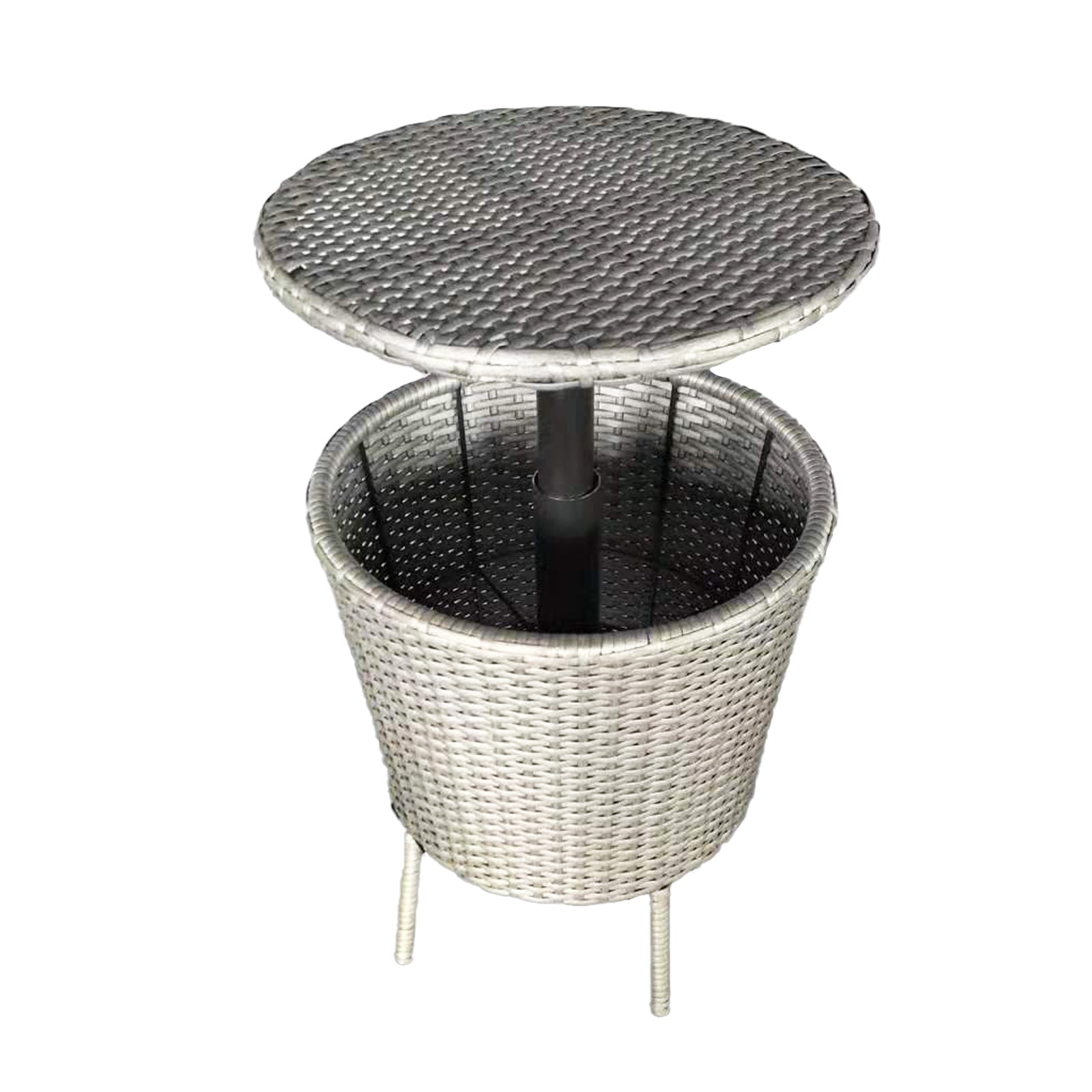 Oehid Outdoor Patio Ice Cooler Table Adjustable Height Rattan Wicker Bar Table Ice Bucket