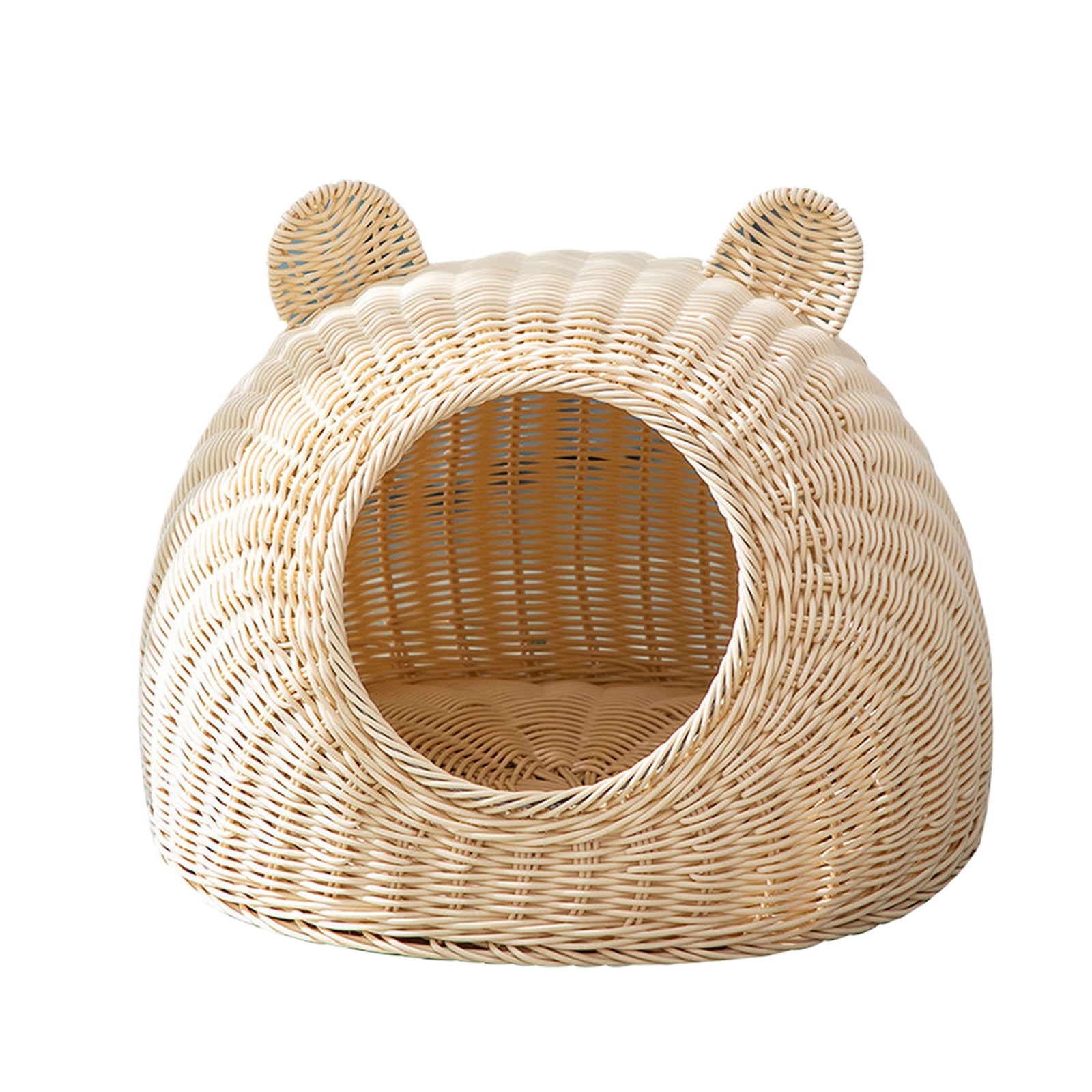 Oehid Wicker Cat Bed Breathable Semi-closed Indoor Sleeping Bed