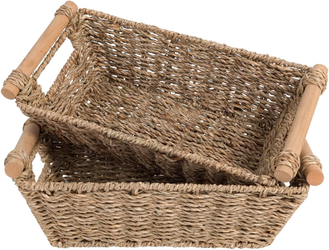 OEHID Wicker Storage Basket with Handles 2 Pack