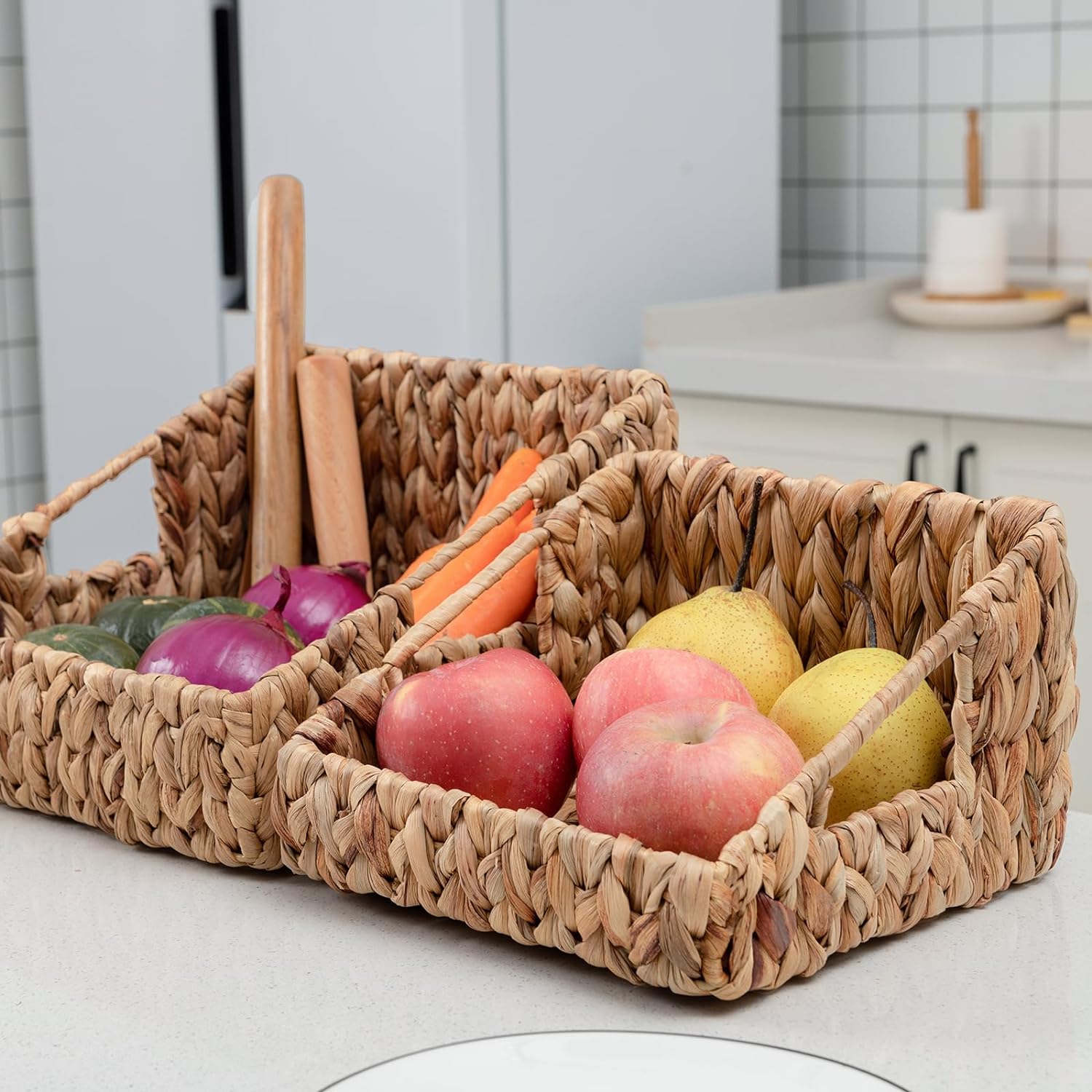 OEHID Wicker Storage Basket Large and Medium  2 Pack