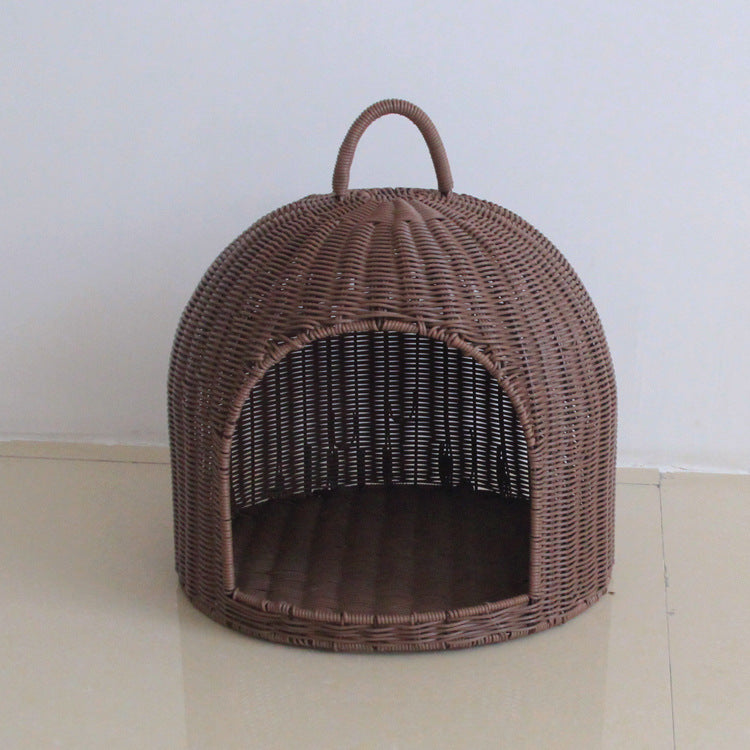 Oehid Rattan Cats Dogs Nest Wicker Weave Hanging Basket Indoor Pet Beds