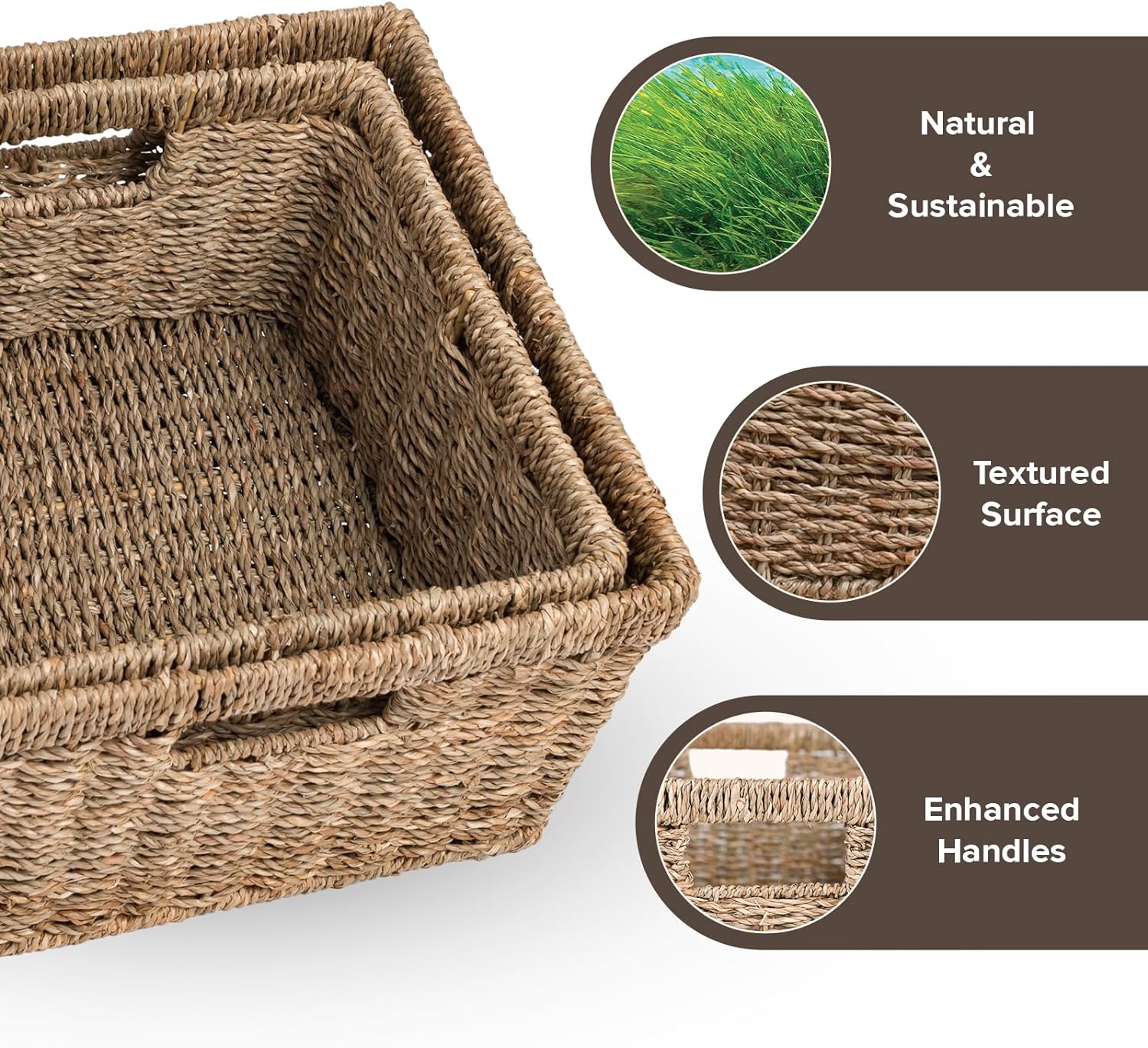 Oehid 2 Peices Water Gourd Storage Basket, Decorative Wicker Basket