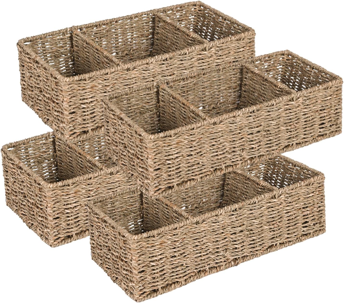 OEHID 3 Sections of Seaweed Wiker Storage Basket