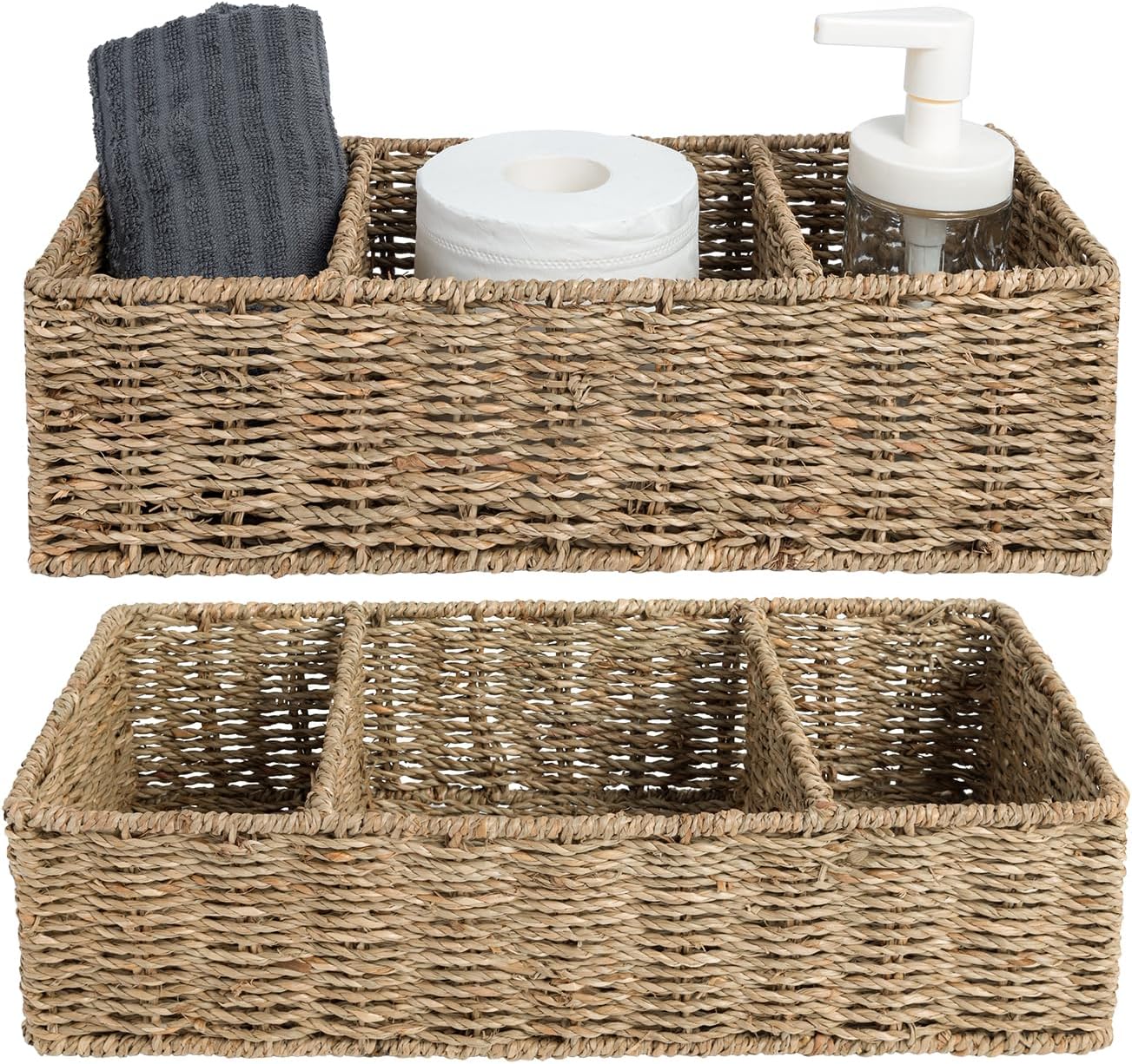 OEHID 3 Sections of Seaweed Wiker Storage Basket