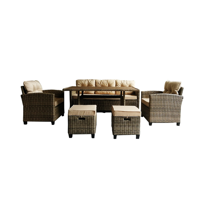 Oehid 7-Seater Rattan Dining Table Set Outdoor Patio Furniture Set with Cushions