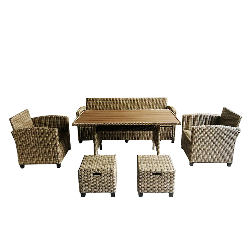 Oehid 7-Seater Rattan Dining Table Set Outdoor Patio Furniture Set with Cushions