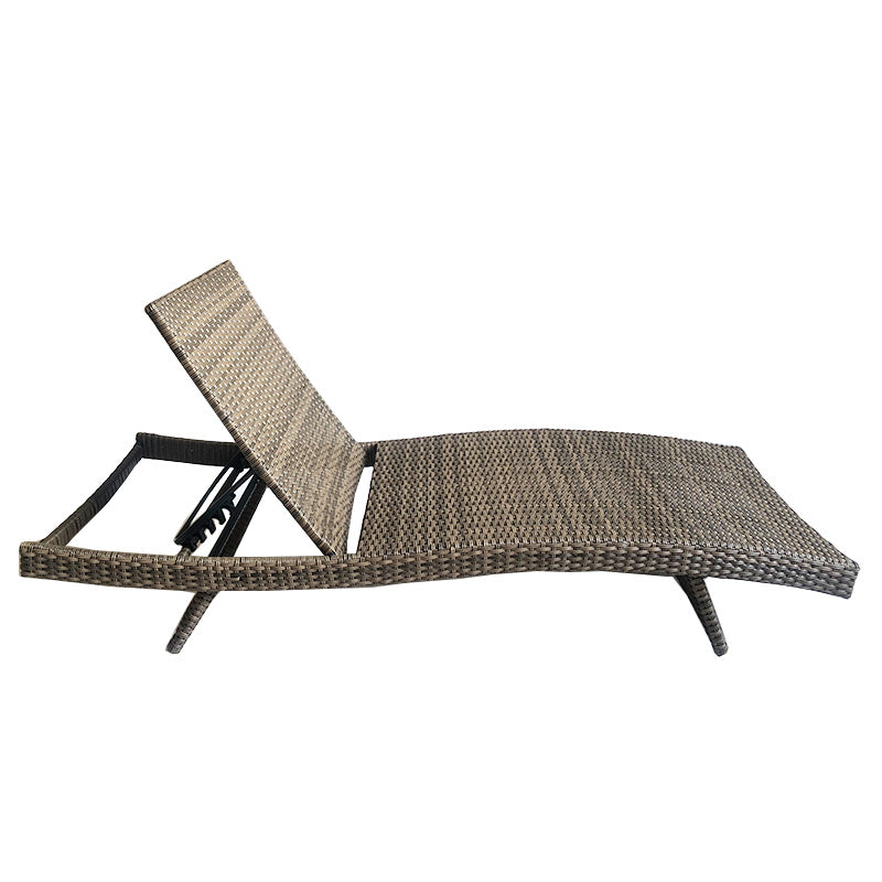 Oehid Outdoor Rattan Lounge Chair Garden Patio Adjustable Lounger with Cushion & Pillow