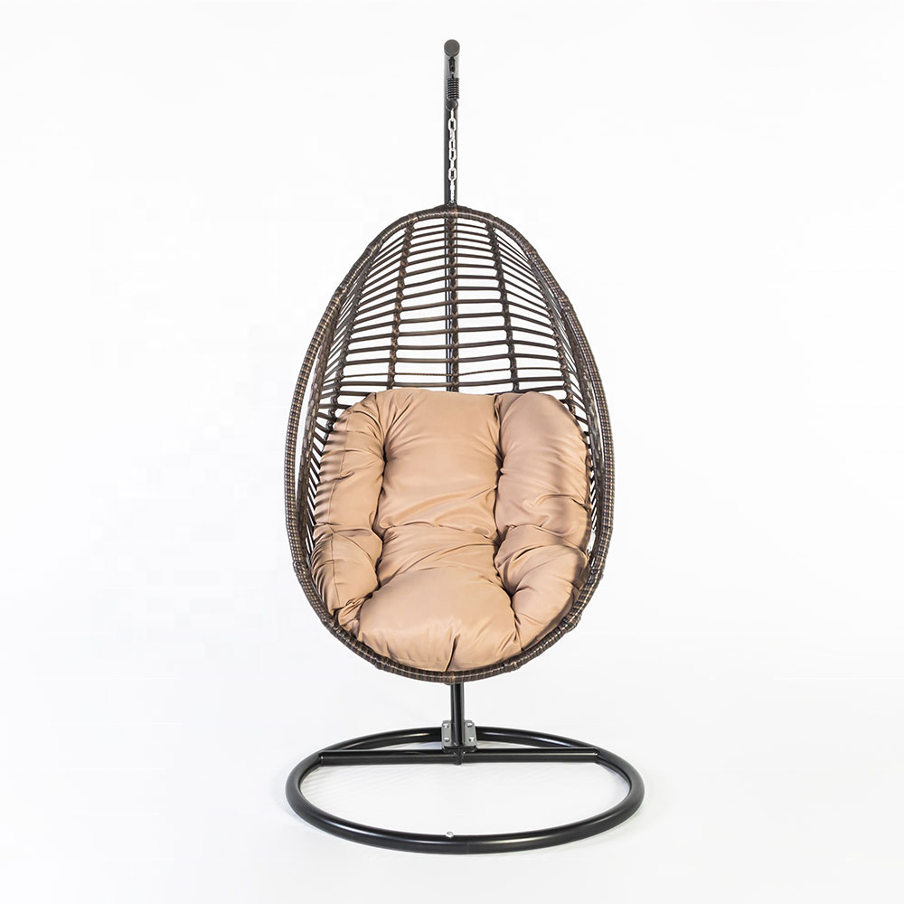 Oehid Wicker Tear Drop Hanging Chair Indoor & Outdoor Swing Chair with Cushion & Pillow