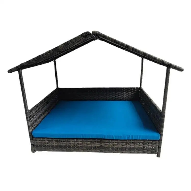 Oehid Handmade Rattan Pet House Orthopedic Dog Bed with Memory Foam Cushion