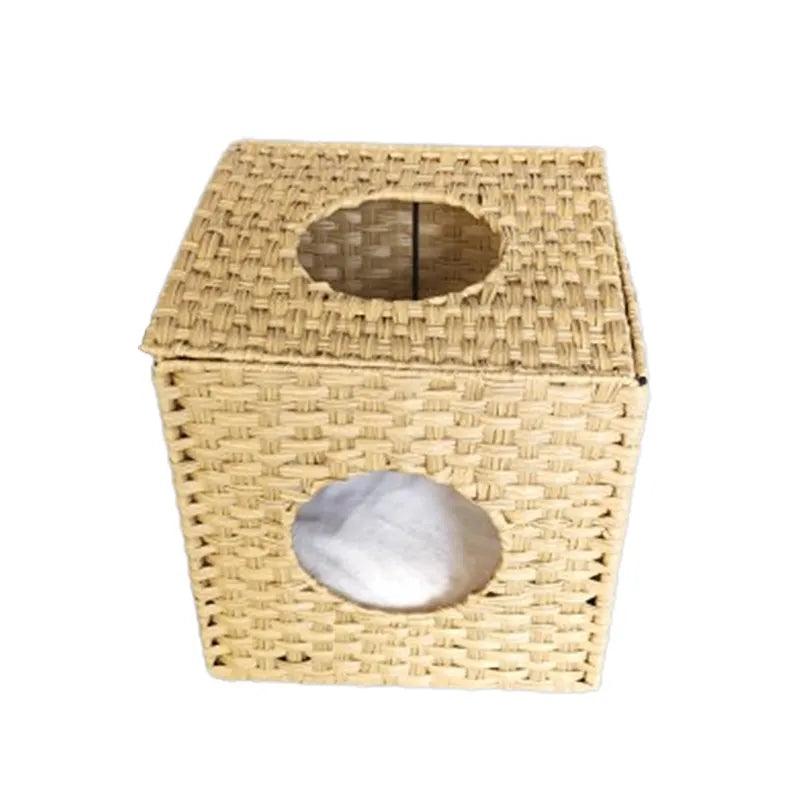 Oehid Hand-Woven Pet House Foldable Cats Tunnel Bed With Cushion