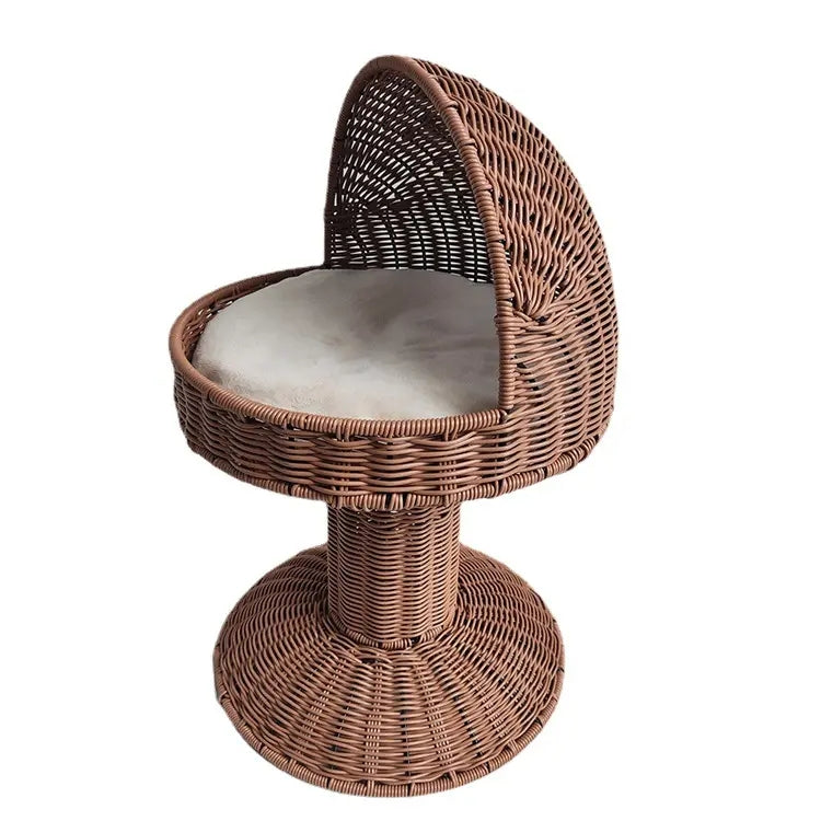 Oehid Rattan Wicker Elevated Cat Bed Standing Cat Sleeping Bed Cat Tree House