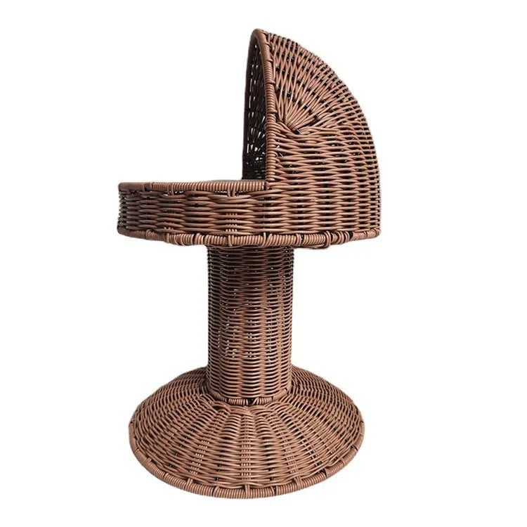 Oehid Rattan Wicker Elevated Cat Bed Standing Cat Sleeping Bed Cat Tree House