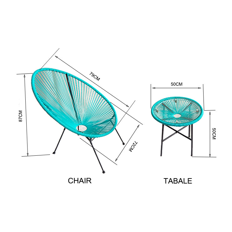 Oehid Outdoor Acapulco Chair Set Oval Rattan Chair ,Glass Top Table and 2 Chairs