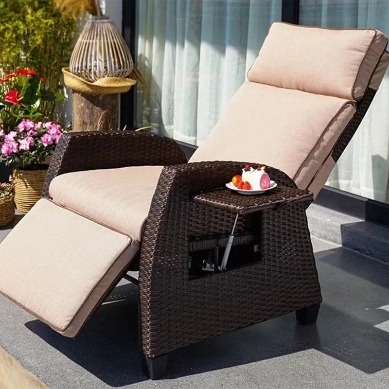 Oehid Adjustable Rattan Lounger Sofa Outdoor Patio Wicker Cushioned Chaise Lounge Chair