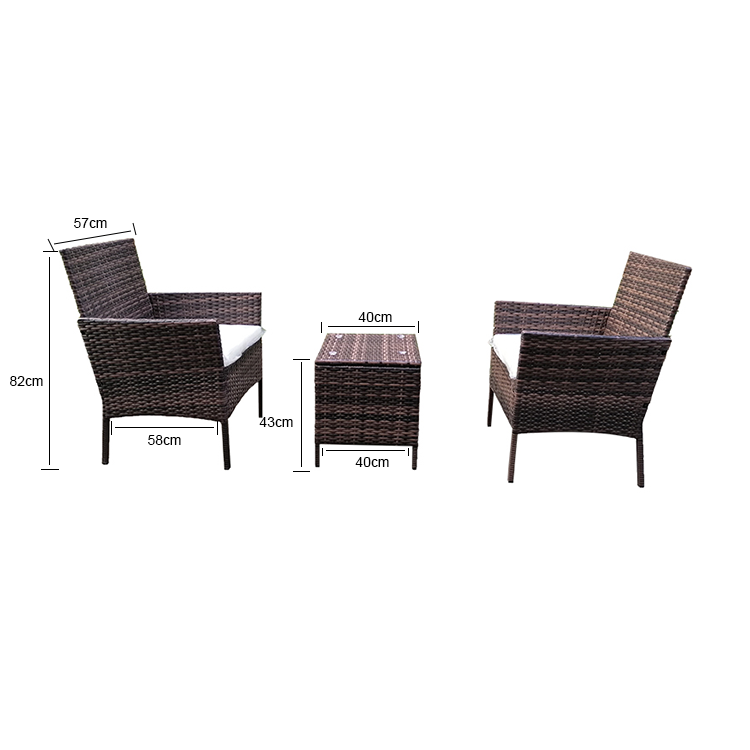 Oehid 3 Pieces Patio Rattan Wicker Chair Conversation Set with Coffee Table