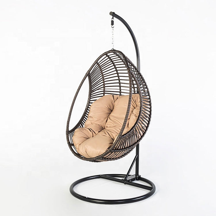 Oehid Wicker Tear Drop Hanging Chair Indoor & Outdoor Swing Chair with Cushion & Pillow