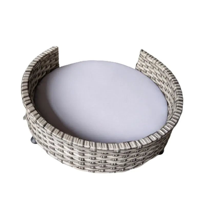 Oehid Rattan Dog Bed Pet Memory Foam Bed Mat Round Donut Pet Nest