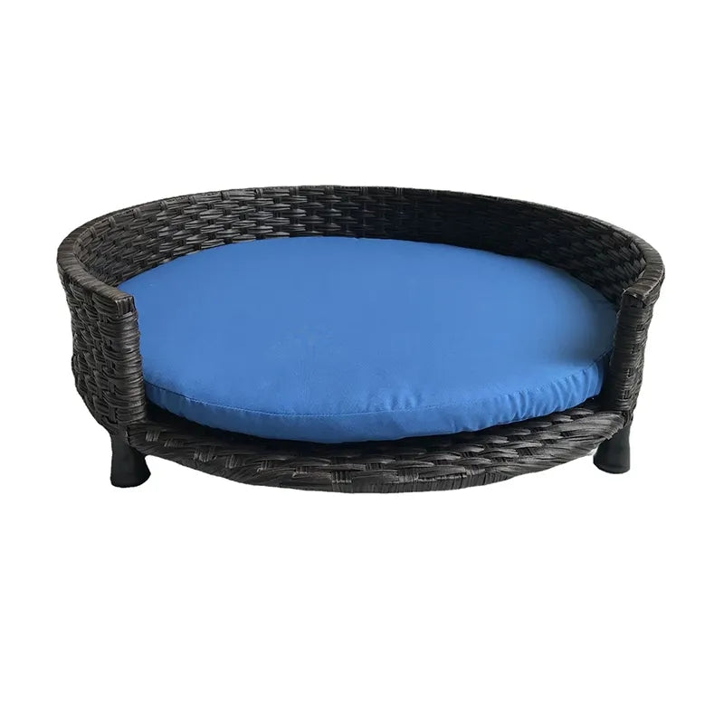 Oehid Rattan Dog Bed Pet Memory Foam Bed Mat Round Donut Pet Nest