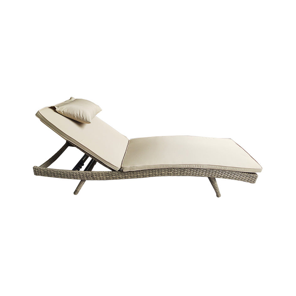 Oehid Outdoor Rattan Lounge Chair Garden Patio Adjustable Lounger with Cushion & Pillow