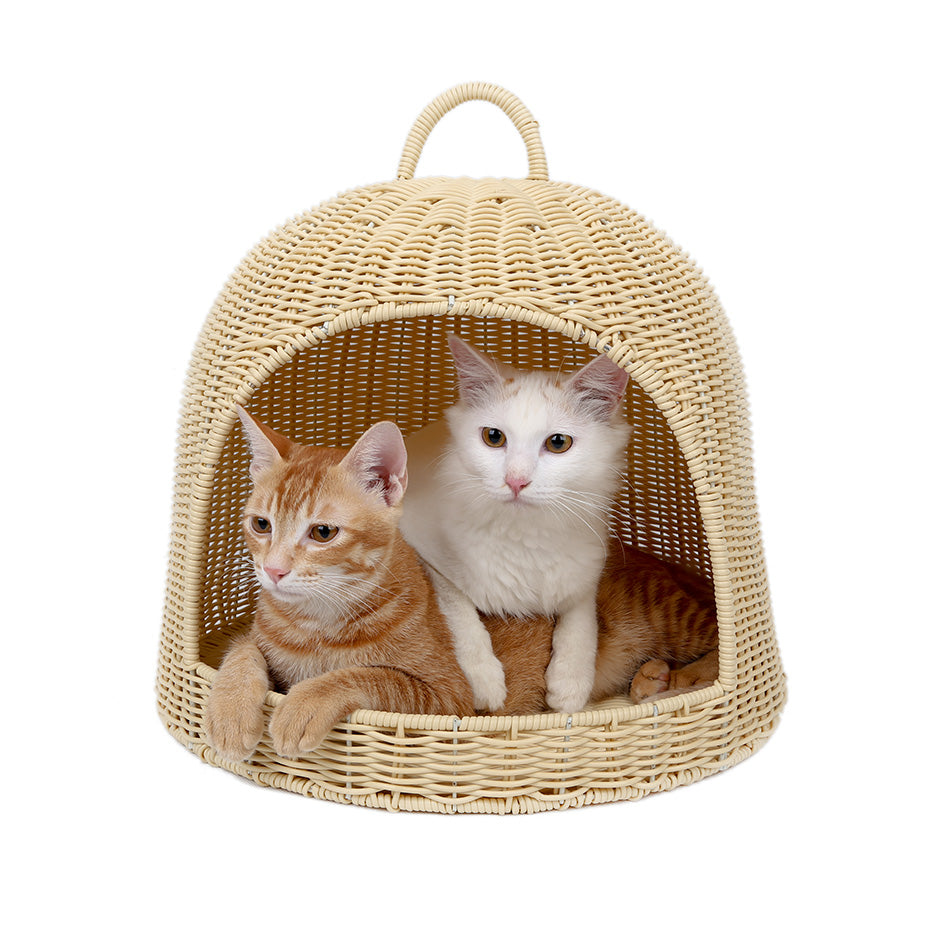 Oehid Rattan Cats Dogs Nest Wicker Weave Hanging Basket Indoor Pet Beds