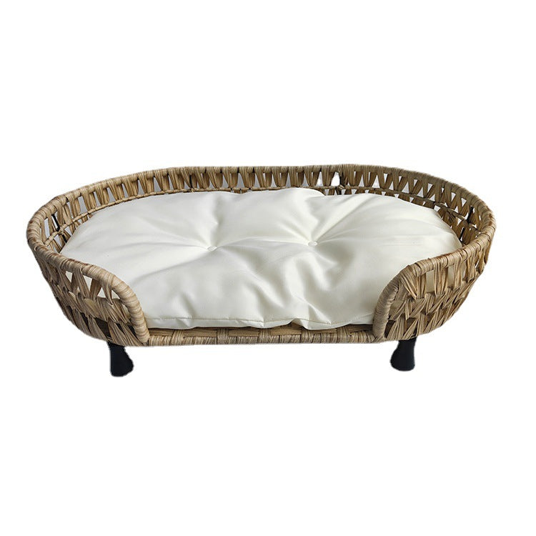 Oehid Creative Co-Op Rattan Cushion Dog Cat Bed