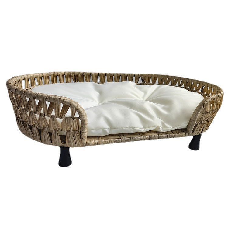 Oehid Creative Co-Op Rattan Cushion Dog Cat Bed