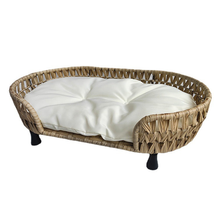 Oehid Creative Co-Op Rattan Cushion Dog Cat Bed