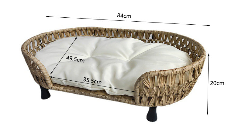 Oehid Creative Co-Op Rattan Cushion Dog Cat Bed